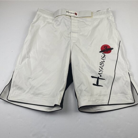 Hayabusa Fightwear MMA Grappling Jiu-Jitsu Shorts Men’s 38 White Black Poly - Picture 1 of 11